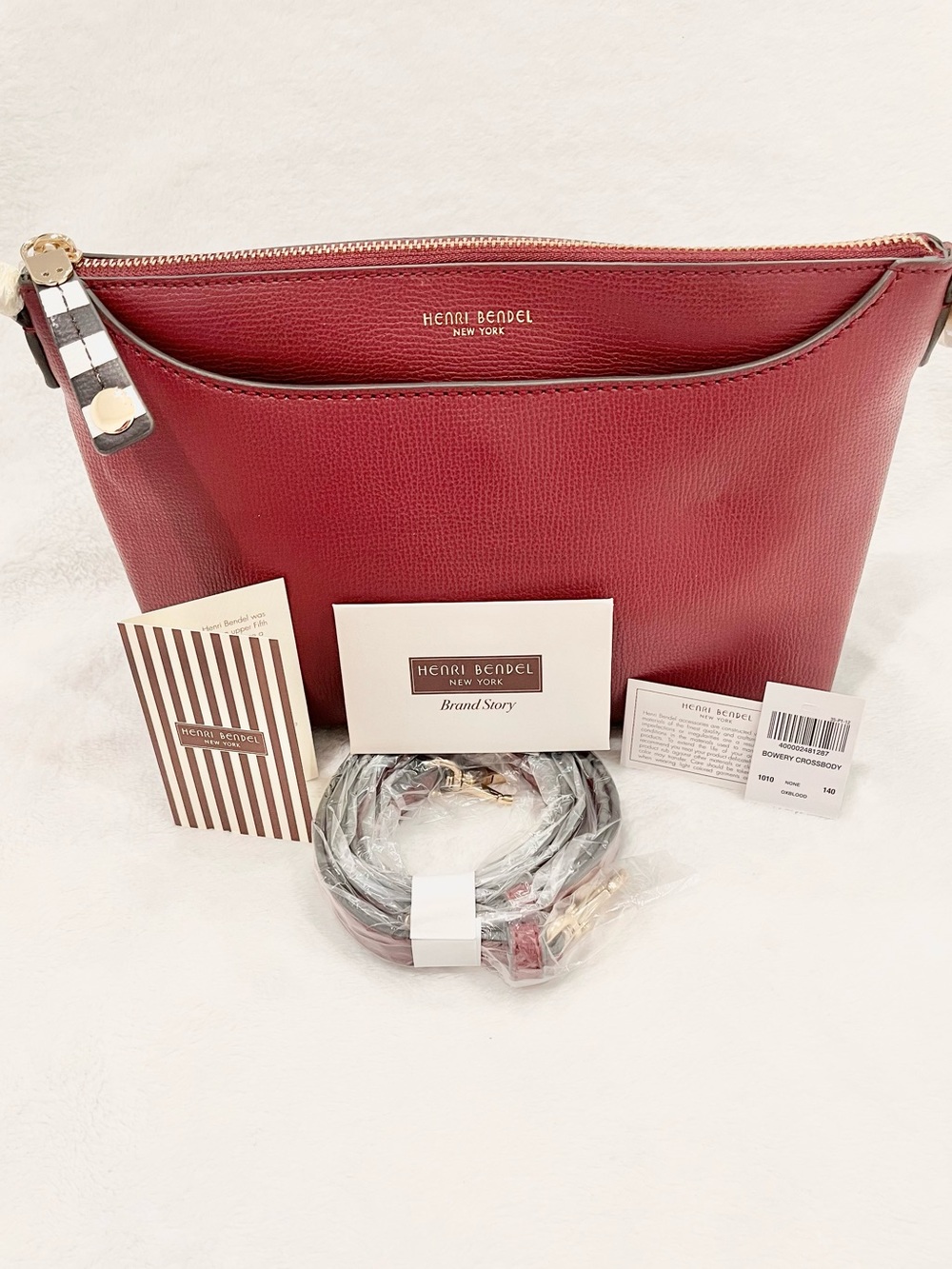 Henri Bendel Pebbled Leather Bowery Crossbody Bag Oxblood NWT - Picture 2 of 15